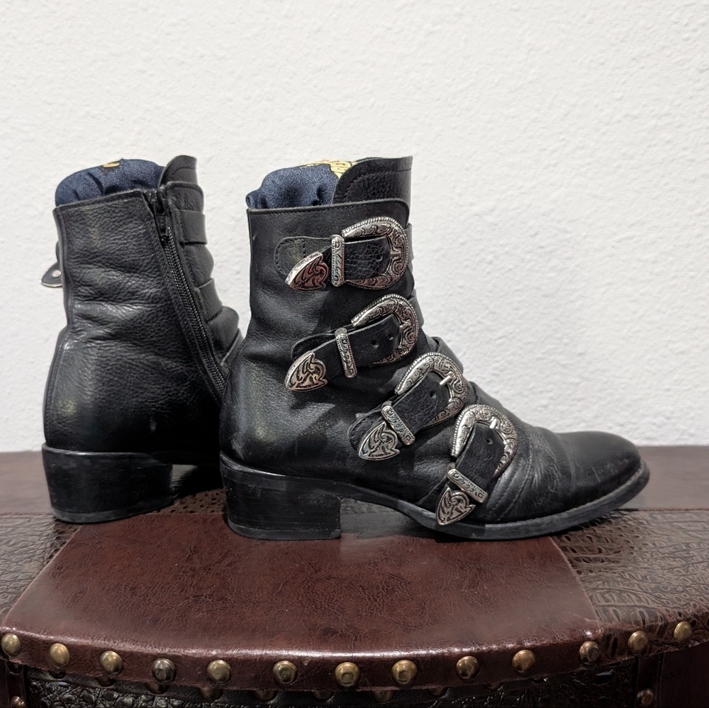 Freebird by Steven Black Leather Buckle Ankle Boots - Picture 15 of 15